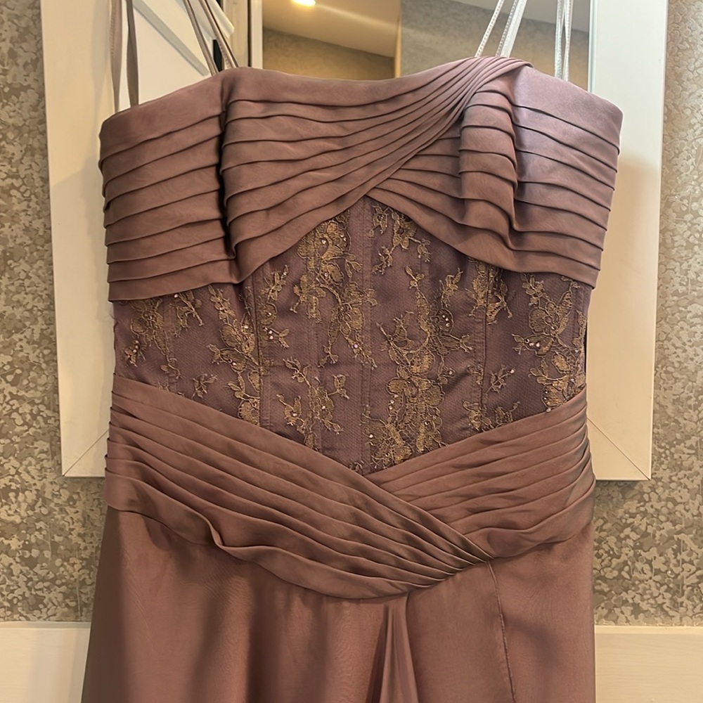 Rose Taft Purple Silk Organza Evening Gown